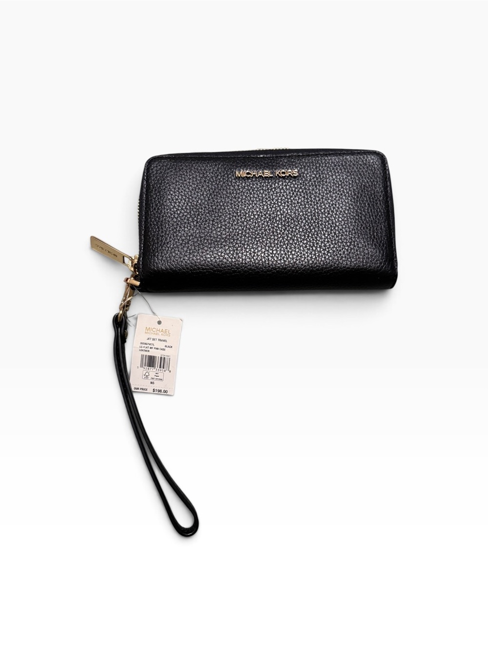 Michael Kors Jet Set Travel Black Leather Wristlet Wallet NWT